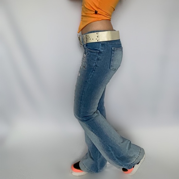 ❌SOLD-DEPOP❌ Y2K Jewelled Flare Jeans & Belt - Picture 3 of 7